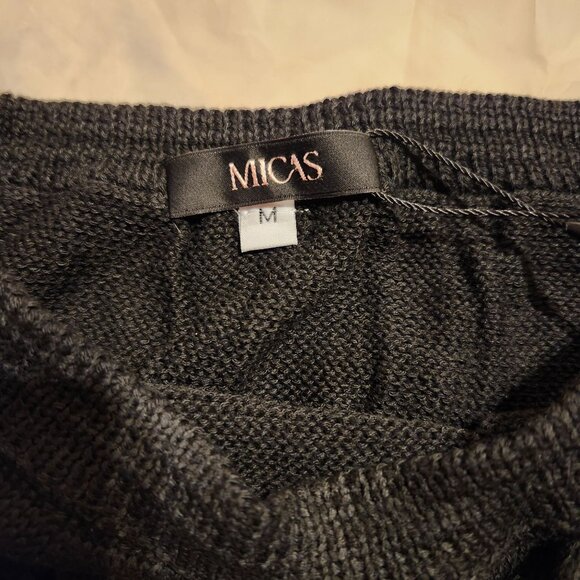 Micas Women's Size Medium Black Knit Skirt Set Cover Up 2 Piece Fringe Hem NWT - Picture 7 of 8